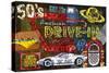 American Drivers License Plate Art Collage-Design Turnpike-Stretched Canvas