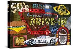 American Drivers License Plate Art Collage-Design Turnpike-Stretched Canvas