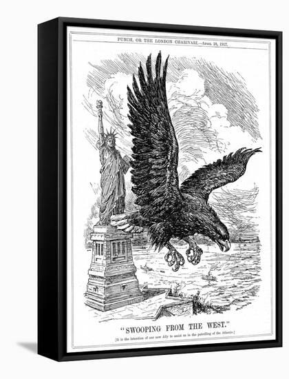 American Eagle Swooping to Guard the Atlantic, 1917-null-Framed Stretched Canvas