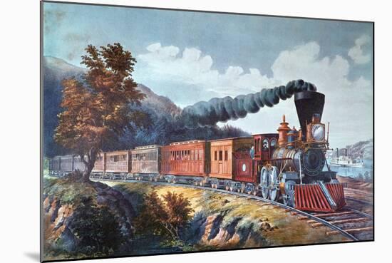 American Express Train, 1864-Currier & Ives-Mounted Giclee Print
