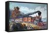 American Express Train, 1864-Currier & Ives-Framed Stretched Canvas