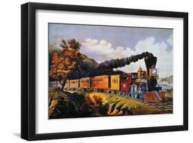 American Express Train-Currier & Ives-Framed Premium Giclee Print