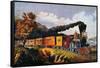 American Express Train-Currier & Ives-Framed Stretched Canvas