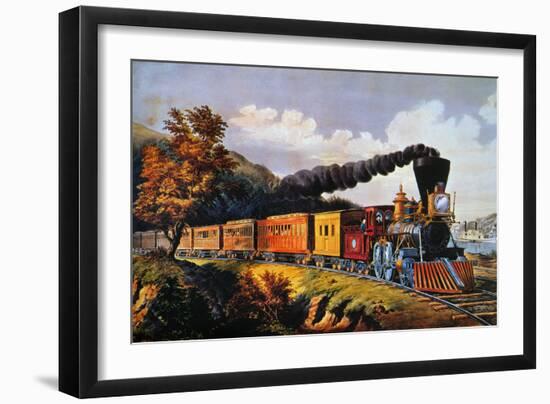 American Express Train-Currier & Ives-Framed Premium Giclee Print