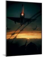 American F-102 Interceptor Fighters Flying Dawn Patrol Mission During Vietnam War-null-Mounted Photographic Print