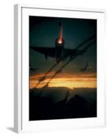 American F-102 Interceptor Fighters Flying Dawn Patrol Mission During Vietnam War-null-Framed Photographic Print