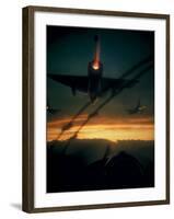 American F-102 Interceptor Fighters Flying Dawn Patrol Mission During Vietnam War-null-Framed Photographic Print