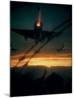 American F-102 Interceptor Fighters Flying Dawn Patrol Mission During Vietnam War-null-Mounted Photographic Print