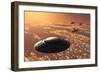 American F-22 Stealth Raptor Aircraft Chasing a Much Larger Ufo-null-Framed Premium Giclee Print