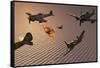 American F4U Corsair Aircraft Attacking Japanese Nakajima Torpedo Bombers-null-Framed Stretched Canvas