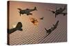 American F4U Corsair Aircraft Attacking Japanese Nakajima Torpedo Bombers-null-Stretched Canvas