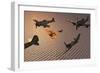 American F4U Corsair Aircraft Attacking Japanese Nakajima Torpedo Bombers-null-Framed Premium Giclee Print