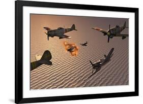 American F4U Corsair Aircraft Attacking Japanese Nakajima Torpedo Bombers-null-Framed Art Print