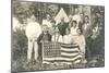American Family Reunion with Flag-null-Mounted Art Print
