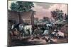 American Farm Yard in the Evening, 1857-Currier & Ives-Mounted Giclee Print