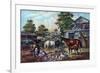 American Farm Yard in the Morning, 1857-Currier & Ives-Framed Giclee Print