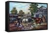 American Farm Yard in the Morning, 1857-Currier & Ives-Framed Stretched Canvas