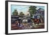 American Farm Yard in the Morning, 1857-Currier & Ives-Framed Giclee Print