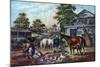 American Farm Yard in the Morning, 1857-Currier & Ives-Mounted Giclee Print