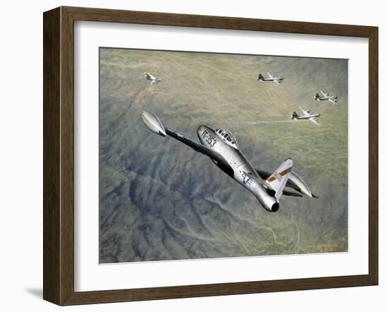 American Fighter Planes Flying over North Korea-null-Framed Giclee Print