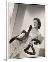 American Film Star Joan Bennett Models a Dress She Wears in Her Latest Picture "Girl Trouble"-null-Framed Art Print