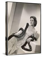American Film Star Joan Bennett Models a Dress She Wears in Her Latest Picture "Girl Trouble"-null-Stretched Canvas