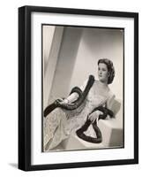 American Film Star Joan Bennett Models a Dress She Wears in Her Latest Picture "Girl Trouble"-null-Framed Art Print