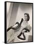 American Film Star Joan Bennett Models a Dress She Wears in Her Latest Picture "Girl Trouble"-null-Framed Stretched Canvas