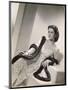 American Film Star Joan Bennett Models a Dress She Wears in Her Latest Picture "Girl Trouble"-null-Mounted Art Print