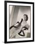 American Film Star Joan Bennett Models a Dress She Wears in Her Latest Picture "Girl Trouble"-null-Framed Art Print