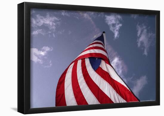 American Flag Against Blue-null-Framed Poster