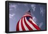 American Flag Against Blue-null-Framed Poster