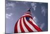 American Flag Against Blue-null-Mounted Poster