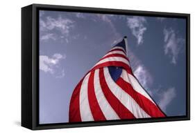 American Flag Against Blue-null-Framed Stretched Canvas