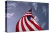 American Flag Against Blue-null-Stretched Canvas