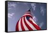 American Flag Against Blue-null-Framed Stretched Canvas