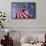American Flag Against Blue-null-Framed Stretched Canvas displayed on a wall