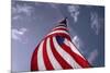 American Flag Against Blue-null-Mounted Photo