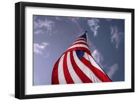 American Flag Against Blue-null-Framed Photo