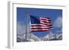 American Flag and Snow on Sierra Nevada Mountains, California, USA-David Wall-Framed Photographic Print