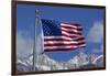 American Flag and Snow on Sierra Nevada Mountains, California, USA-David Wall-Framed Photographic Print