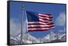 American Flag and Snow on Sierra Nevada Mountains, California, USA-David Wall-Framed Stretched Canvas