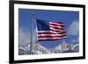 American Flag and Snow on Sierra Nevada Mountains, California, USA-David Wall-Framed Photographic Print