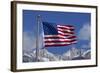 American Flag and Snow on Sierra Nevada Mountains, California, USA-David Wall-Framed Photographic Print