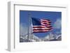 American Flag and Snow on Sierra Nevada Mountains, California, USA-David Wall-Framed Photographic Print