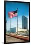 American Flag and United Nations Buildings, New York City-null-Framed Art Print