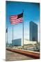 American Flag and United Nations Buildings, New York City-null-Mounted Art Print