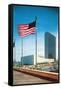 American Flag and United Nations Buildings, New York City-null-Framed Stretched Canvas