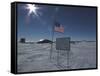 American Flag at the Antarctic Research Station at the Geographic South Pole, 2009-null-Framed Stretched Canvas