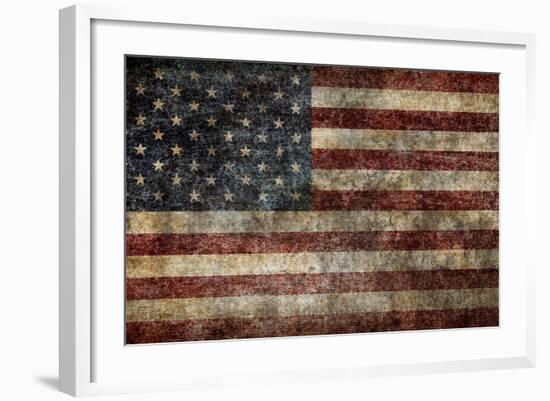 American Flag Background-alexfiodorov-Framed Art Print